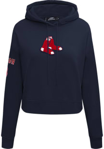 Pro Standard Boston Red Sox Womens Navy Blue Classic Cropped Hooded Sweatshirt