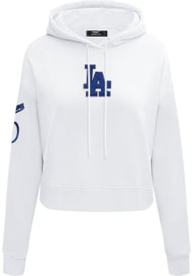 Pro Standard Los Angeles Dodgers Womens White Classic Cropped Hooded Sweatshirt
