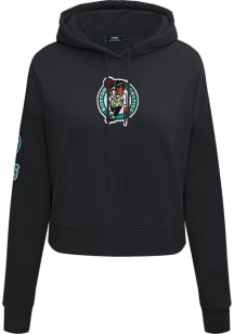 Pro Standard Boston Celtics Womens Black Classic Cropped Hooded Sweatshirt