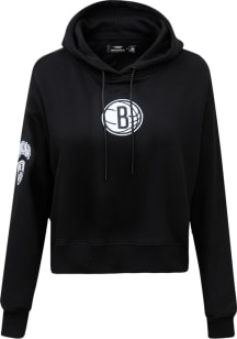 Pro Standard Brooklyn Nets Womens Black Classic Cropped Hooded Sweatshirt