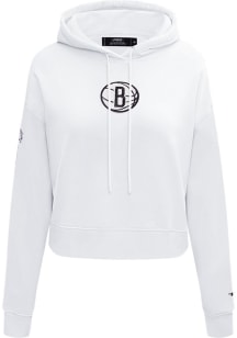 Pro Standard Brooklyn Nets Womens White Classic Cropped Hooded Sweatshirt