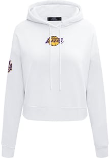 Pro Standard Los Angeles Lakers Womens White Classic Cropped Hooded Sweatshirt