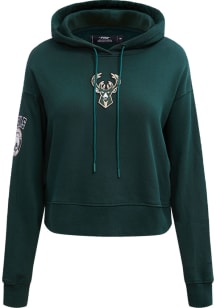 Pro Standard Milwaukee Bucks Womens Green Classic Cropped Hooded Sweatshirt
