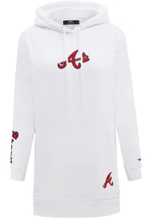 Pro Standard Atlanta Braves Womens White Hoodie Short Sleeve Dress