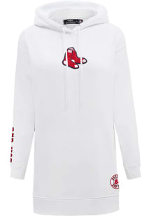 Pro Standard Boston Red Sox Womens White Hoodie Short Sleeve Dress