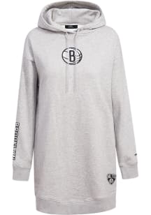 Pro Standard Brooklyn Nets Womens Grey Hoodie Short Sleeve Dress
