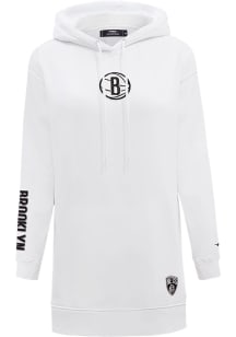 Pro Standard Brooklyn Nets Womens White Hoodie Short Sleeve Dress