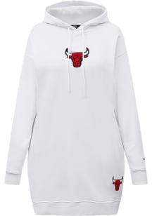 Pro Standard Chicago Bulls Womens White Hoodie Short Sleeve Dress