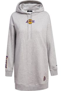 Pro Standard Los Angeles Lakers Womens Grey Hoodie Short Sleeve Dress