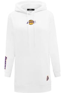 Pro Standard Los Angeles Lakers Womens White Hoodie Short Sleeve Dress