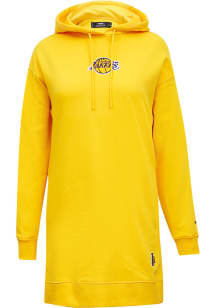 Pro Standard Los Angeles Lakers Womens Yellow Hoodie Short Sleeve Dress