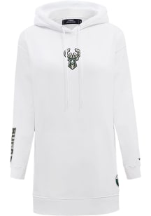 Pro Standard Milwaukee Bucks Womens White Hoodie Short Sleeve Dress