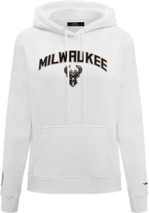 Pro Standard Milwaukee Bucks Womens White Classic Hooded Sweatshirt