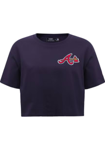 Pro Standard Atlanta Braves Womens Navy Blue Boxy Short Sleeve T-Shirt