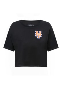 Pro Standard New York Mets Womens Black Boxy Short Sleeve T-Shirt