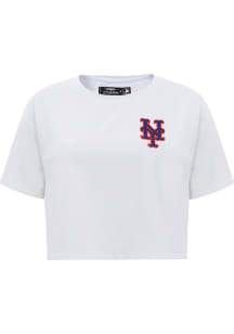 Pro Standard New York Mets Womens White Boxy Short Sleeve T-Shirt