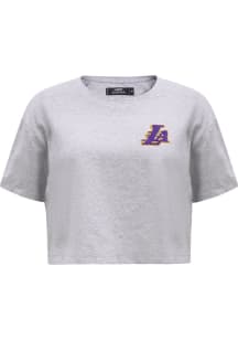 Pro Standard Los Angeles Lakers Womens Grey Boxy Short Sleeve T-Shirt