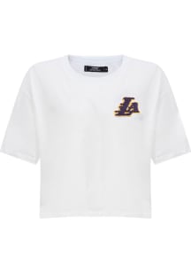 Pro Standard Los Angeles Lakers Womens White Boxy Short Sleeve T-Shirt