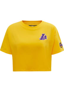 Pro Standard Los Angeles Lakers Womens Yellow Boxy Short Sleeve T-Shirt