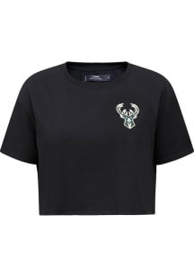 Pro Standard Milwaukee Bucks Womens Black Boxy Short Sleeve T-Shirt