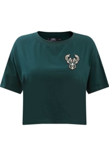 Pro Standard Milwaukee Bucks Womens Green Boxy Short Sleeve T-Shirt