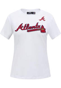 Pro Standard Atlanta Braves Womens White Slim Fit Short Sleeve T-Shirt