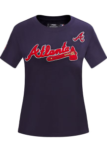 Pro Standard Atlanta Braves Womens Navy Blue Slim Fit Short Sleeve T-Shirt