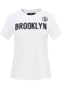 Pro Standard Brooklyn Nets Womens White Slim Fit Short Sleeve T-Shirt