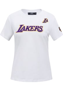 Pro Standard Los Angeles Lakers Womens White Slim Fit Short Sleeve T-Shirt