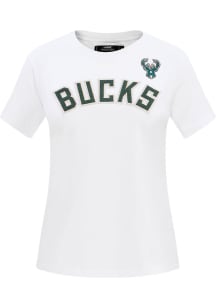 Pro Standard Milwaukee Bucks Womens White Slim Fit Short Sleeve T-Shirt