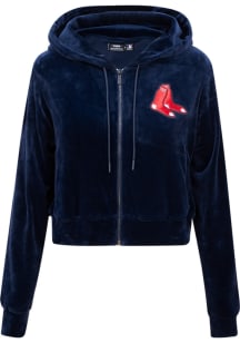 Pro Standard Boston Red Sox Womens Navy Blue Velour Long Sleeve Full Zip Jacket