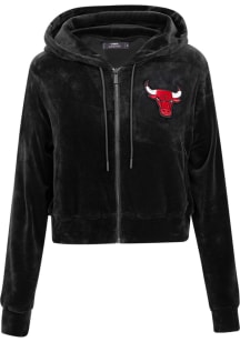 Pro Standard Chicago Bulls Womens Black Velour Long Sleeve Full Zip Jacket