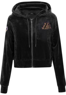 Pro Standard Los Angeles Lakers Womens Black Velour Long Sleeve Full Zip Jacket