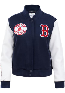 Pro Standard Boston Red Sox Womens Navy Blue Wool Varsity Heavy Weight Jacket