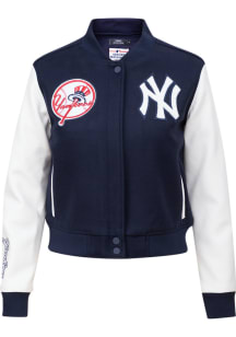 Pro Standard New York Yankees Womens Navy Blue Wool Varsity Heavy Weight Jacket