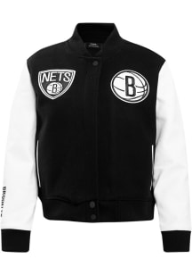 Pro Standard Brooklyn Nets Womens Black Wool Varsity Heavy Weight Jacket