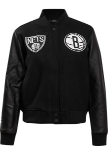 Pro Standard Brooklyn Nets Womens Black Wool Varsity Heavy Weight Jacket