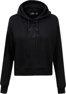 Pro Standard New York Yankees Womens Black Tonal Cropped Hooded Sweatshirt