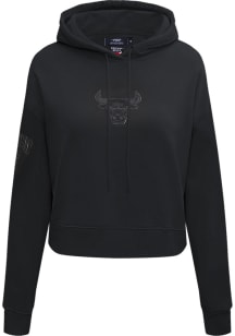 Pro Standard Chicago Bulls Womens Black Tonal Cropped Hooded Sweatshirt