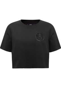 Pro Standard Brooklyn Nets Womens Black Tonal Boxy Short Sleeve T-Shirt