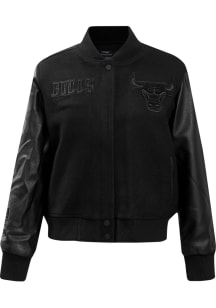 Pro Standard Chicago Bulls Womens Black Tonal Wool Varsity Heavy Weight Jacket