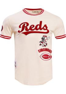 Pro Standard Cincinnati Reds White Retro Chenille Striped Short Sleeve Fashion T Shirt