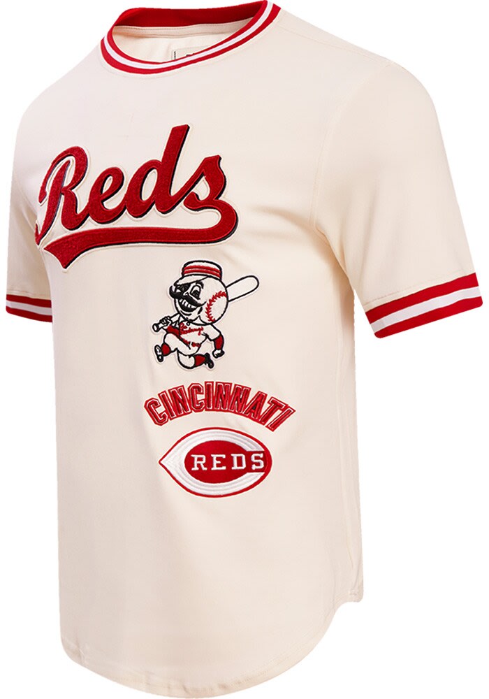 Pro Standard Cincinnati Reds Retro Chenille Striped Short Sleeve Fashion T Shirt