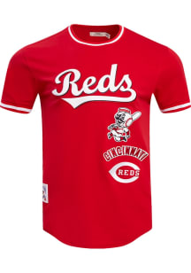 Pro Standard Cincinnati Reds Red Retro Chenille Striped Short Sleeve Fashion T Shirt