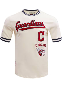 Pro Standard Cleveland Guardians White Retro Chenille Striped Short Sleeve Fashion T Shirt