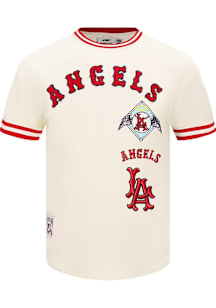 Pro Standard Los Angeles Angels White Retro Chenille Striped Short Sleeve Fashion T Shirt