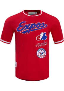 Pro Standard Montreal Expos Red Retro Chenille Striped Short Sleeve Fashion T Shirt