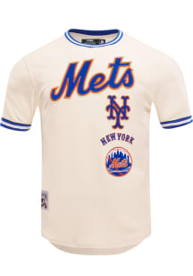 Pro Standard New York Mets White Retro Chenille Striped Short Sleeve Fashion T Shirt