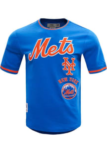 Pro Standard New York Mets Blue Retro Chenille Striped Short Sleeve Fashion T Shirt