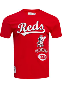 Pro Standard Cincinnati Reds Red Retro Chenille Short Sleeve Fashion T Shirt